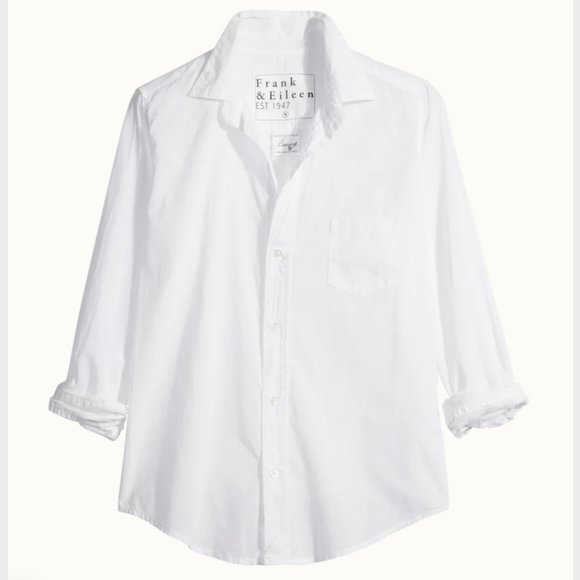 Frank & Eileen BARRY Tailored Button-Up Shirt Featherweight Size: S WHITE - Picture 12 of 14